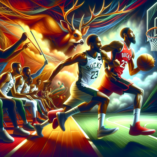 篮网团队篮球迎敌，雄鹿字母哥冲击禁区无可阻挡