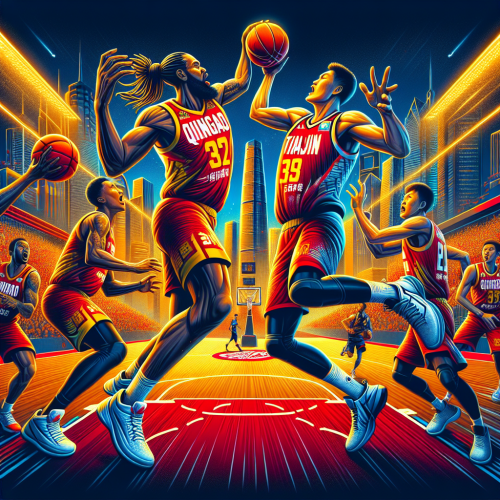 青岛内线高度绝对领先，天津外线三分雨欲掀翻禁区。